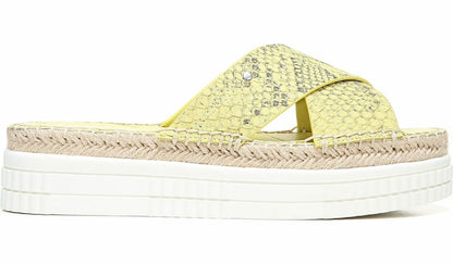 Franco Barb Platform Slide Sandal - Citron Leather