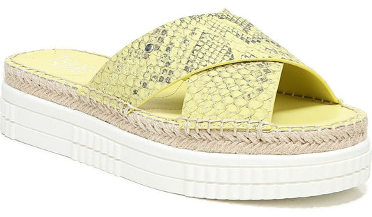 Franco Barb Platform Slide Sandal - Citron Leather