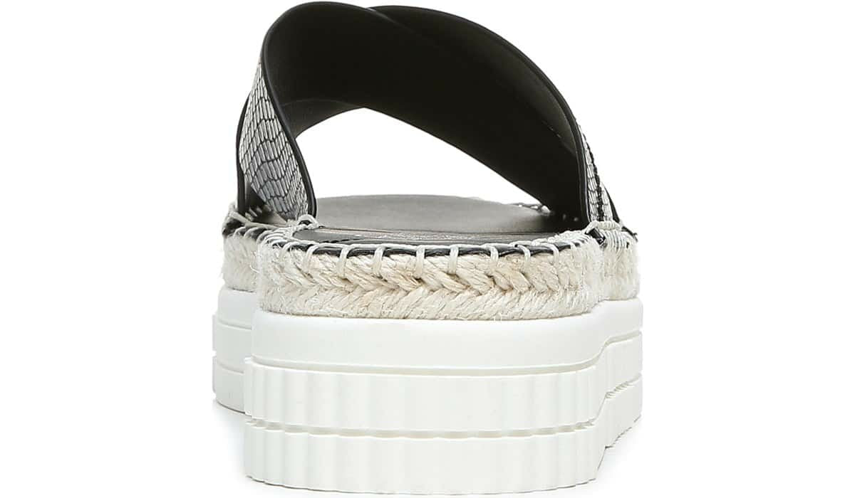 Franco Barb Platform Slide Sandal - Black Faux Leather