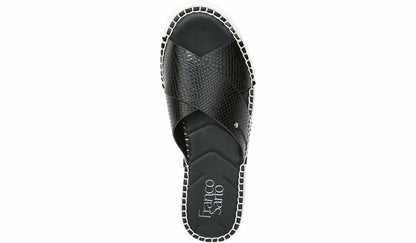 Franco Barb Platform Slide Sandal - Black Faux Leather