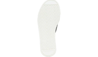 Franco Barb Platform Slide Sandal - Black Faux Leather