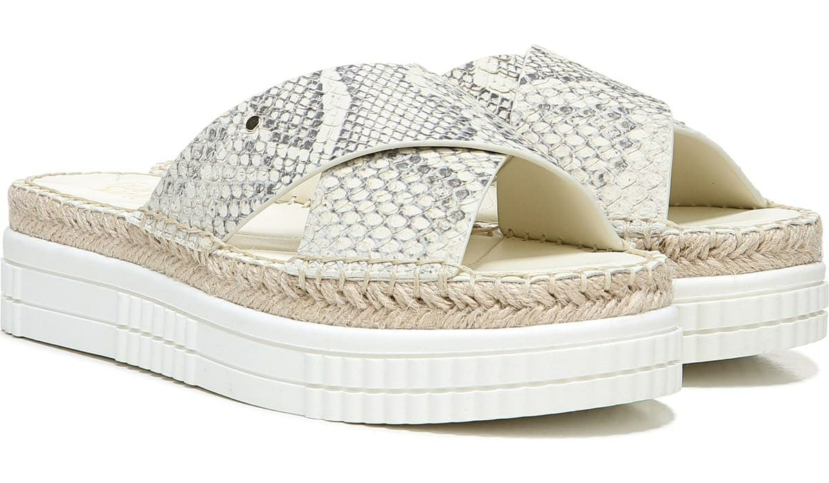 Franco Barb Platform Slide Sandal - Natural Leather