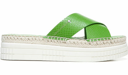 Franco Barb Platform Slide Sandal - Green Apple Faux Leather