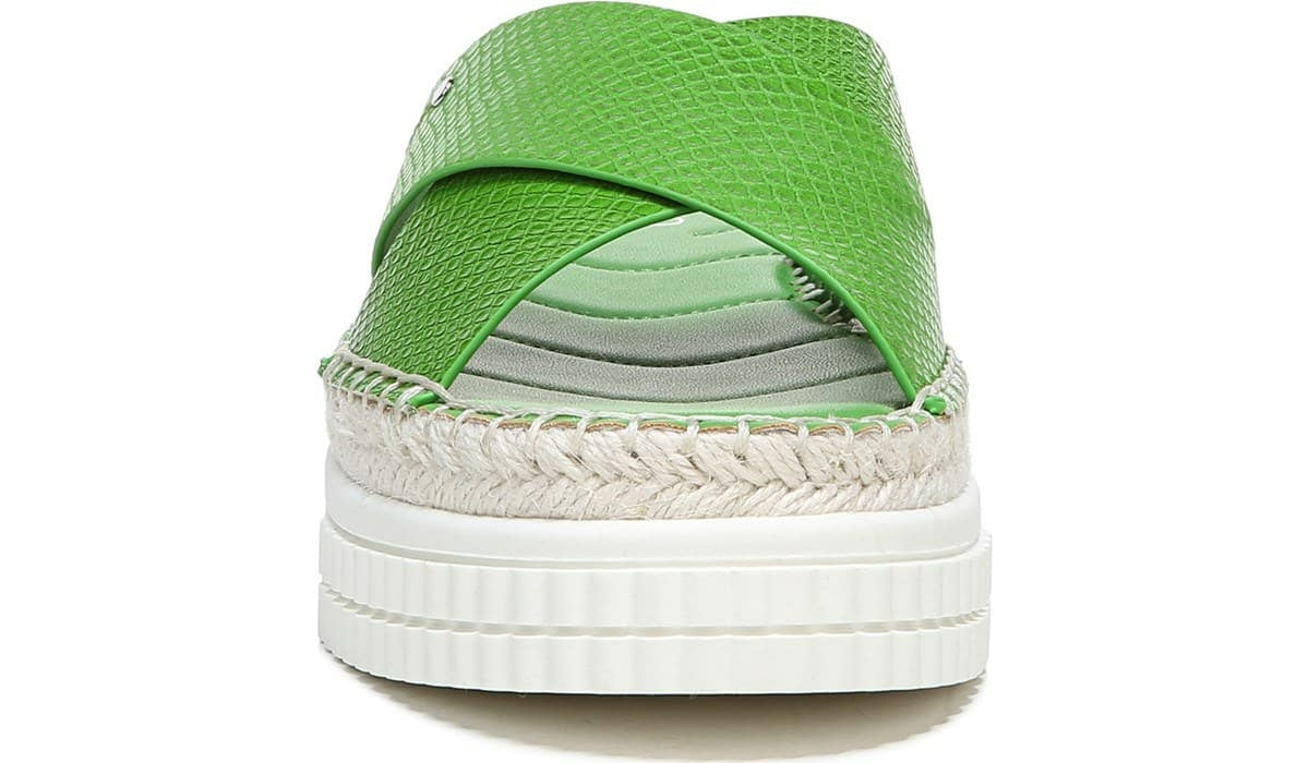 Franco Barb Platform Slide Sandal - Green Apple Faux Leather