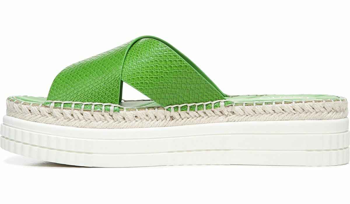 Franco Barb Platform Slide Sandal - Green Apple Faux Leather