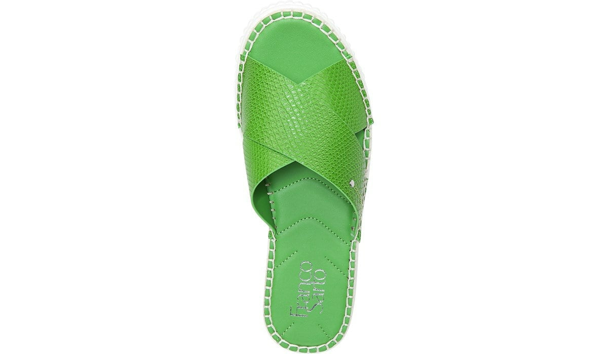 Franco Barb Platform Slide Sandal - Green Apple Faux Leather