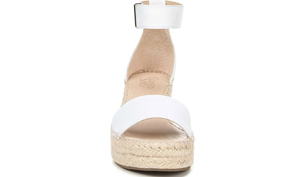 Franco Clemens Espadrille Wedge Sandal - White Leather