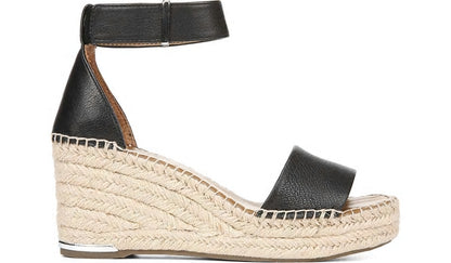 Franco Clemens Espadrille Wedge Sandal - Black Leather