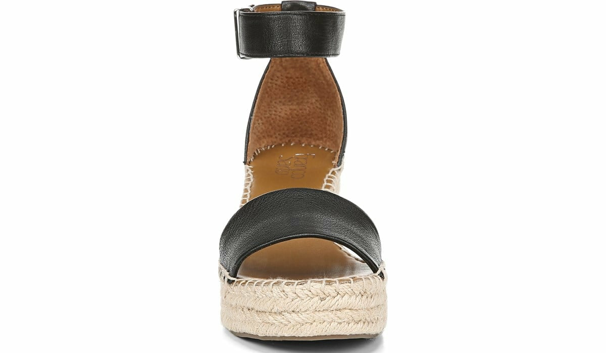 Franco Clemens Espadrille Wedge Sandal - Black Leather