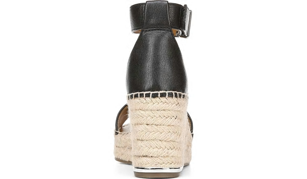 Franco Clemens Espadrille Wedge Sandal - Black Leather
