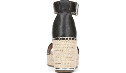 Franco Clemens Espadrille Wedge Sandal - Black Leather