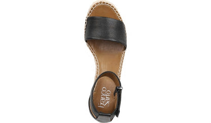 Franco Clemens Espadrille Wedge Sandal - Black Leather