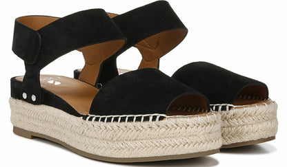 Sarto Oak Espadrille Sandal - Black Suede