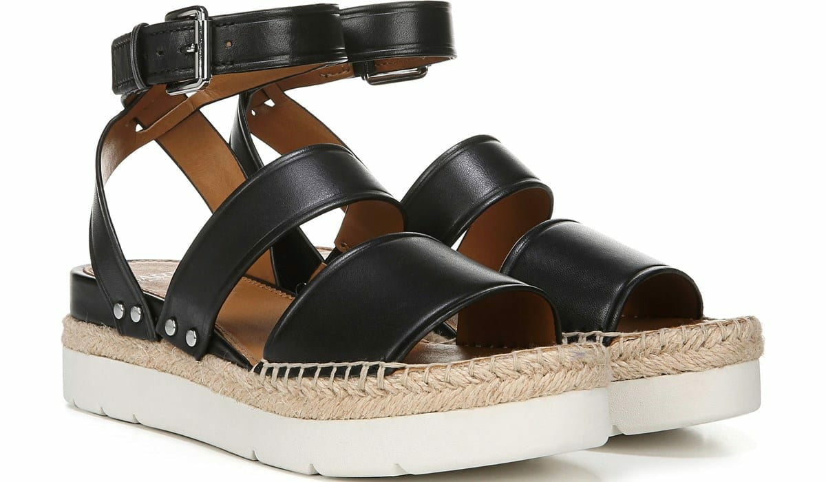 Sarto Calvin Wedge Sandal - Black Leather