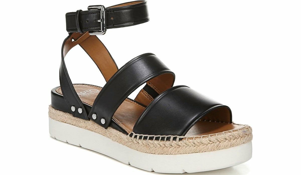 Sarto Calvin Wedge Sandal - Black Leather