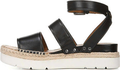 Sarto Calvin Wedge Sandal - Black Leather