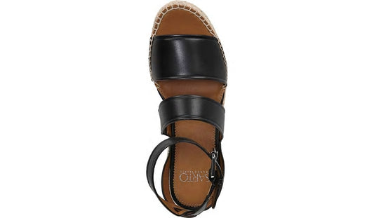 Sarto Calvin Wedge Sandal - Black Leather