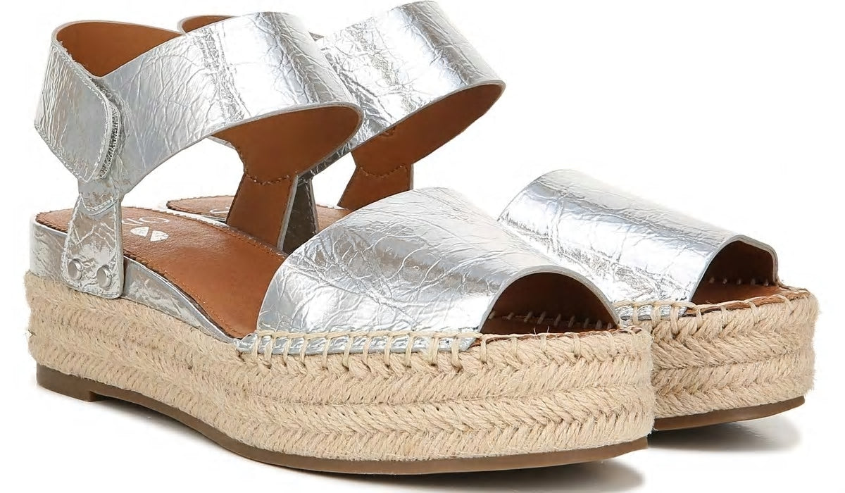 Sarto Oak Espadrille Sandal - Silver Leather