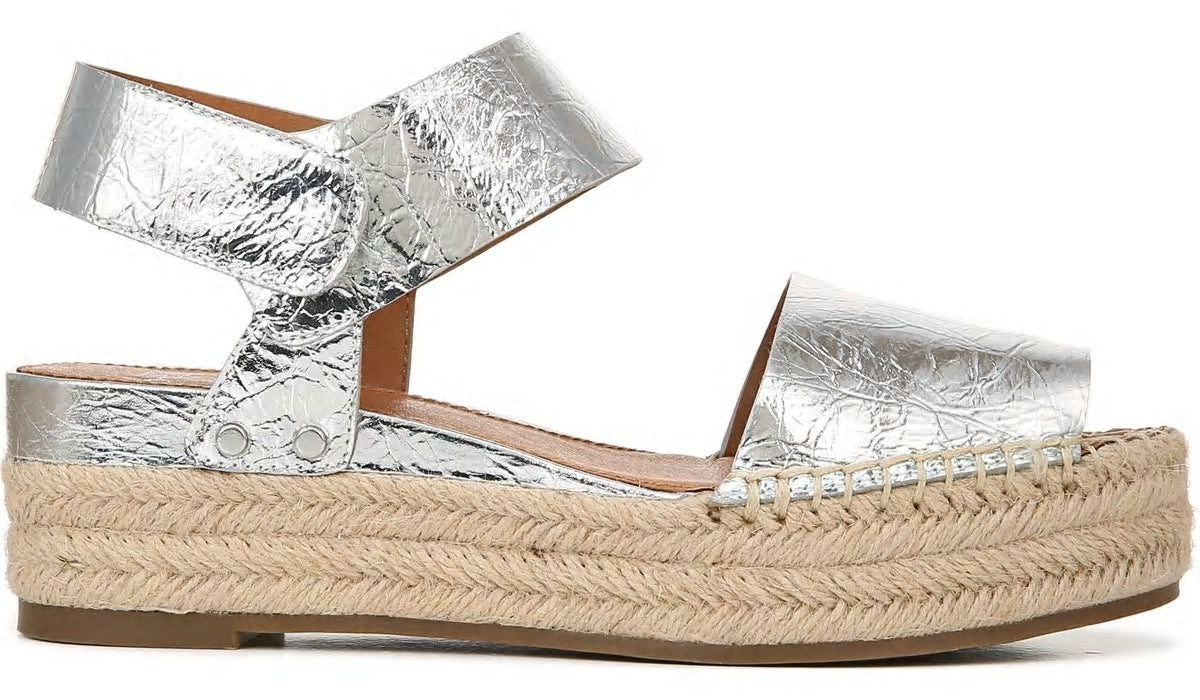 Sarto Oak Espadrille Sandal - Silver Leather
