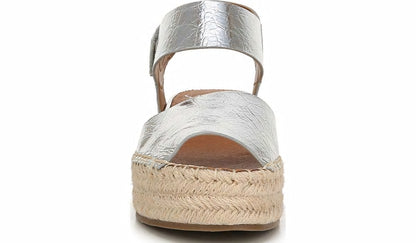 Sarto Oak Espadrille Sandal - Silver Leather