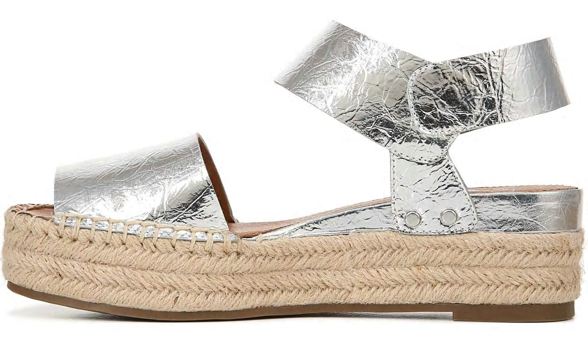Sarto Oak Espadrille Sandal - Silver Leather