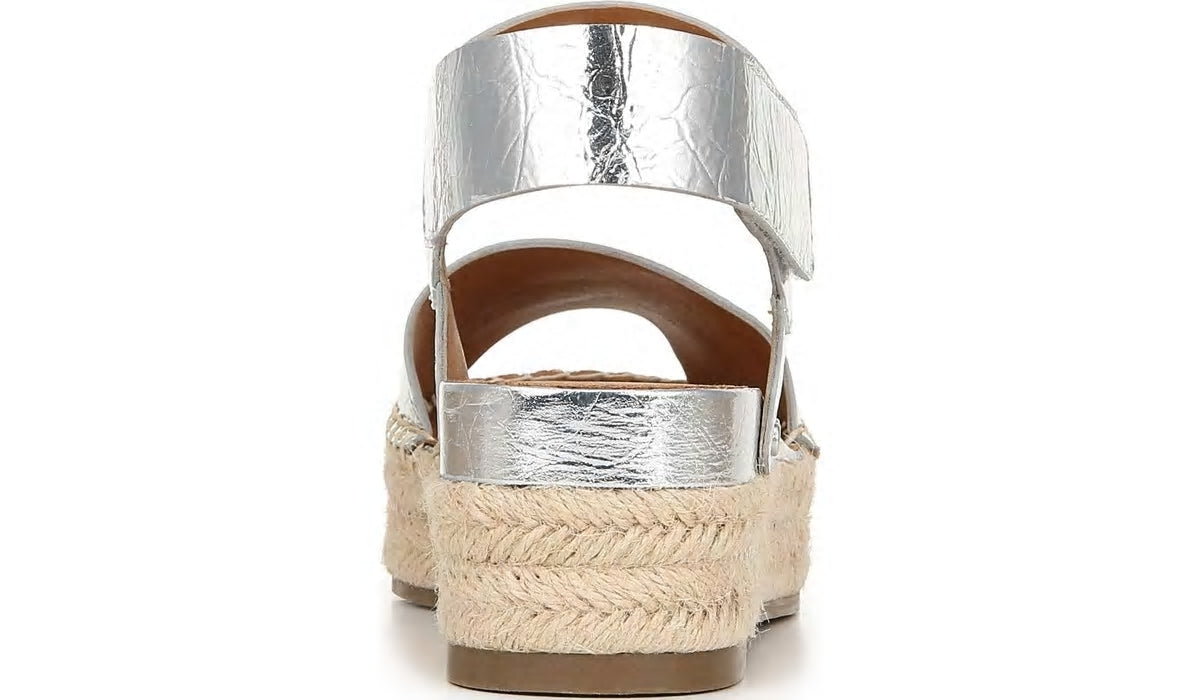 Sarto Oak Espadrille Sandal - Silver Leather