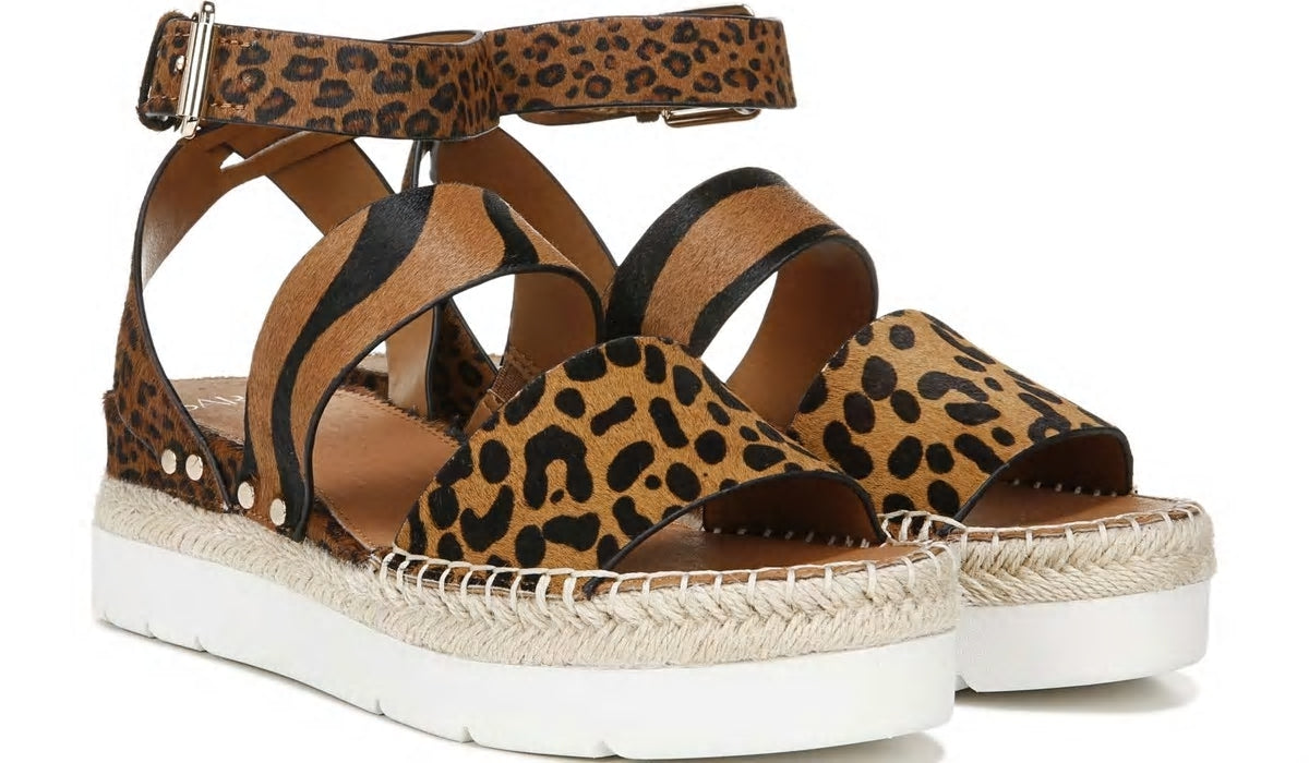 Sarto Calvin Wedge Sandal - Whiskey Calf Hair