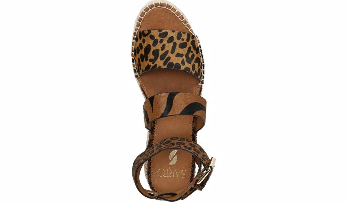 Sarto Calvin Wedge Sandal - Whiskey Calf Hair