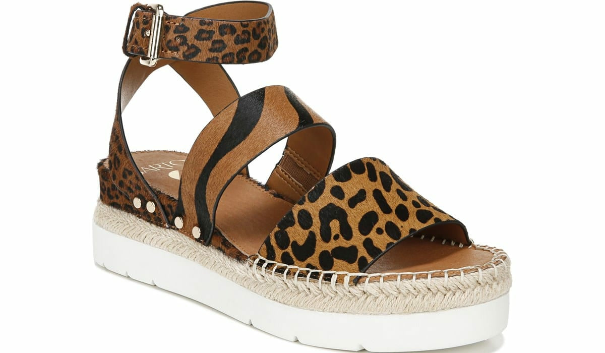 Sarto Calvin Wedge Sandal - Whiskey Calf Hair