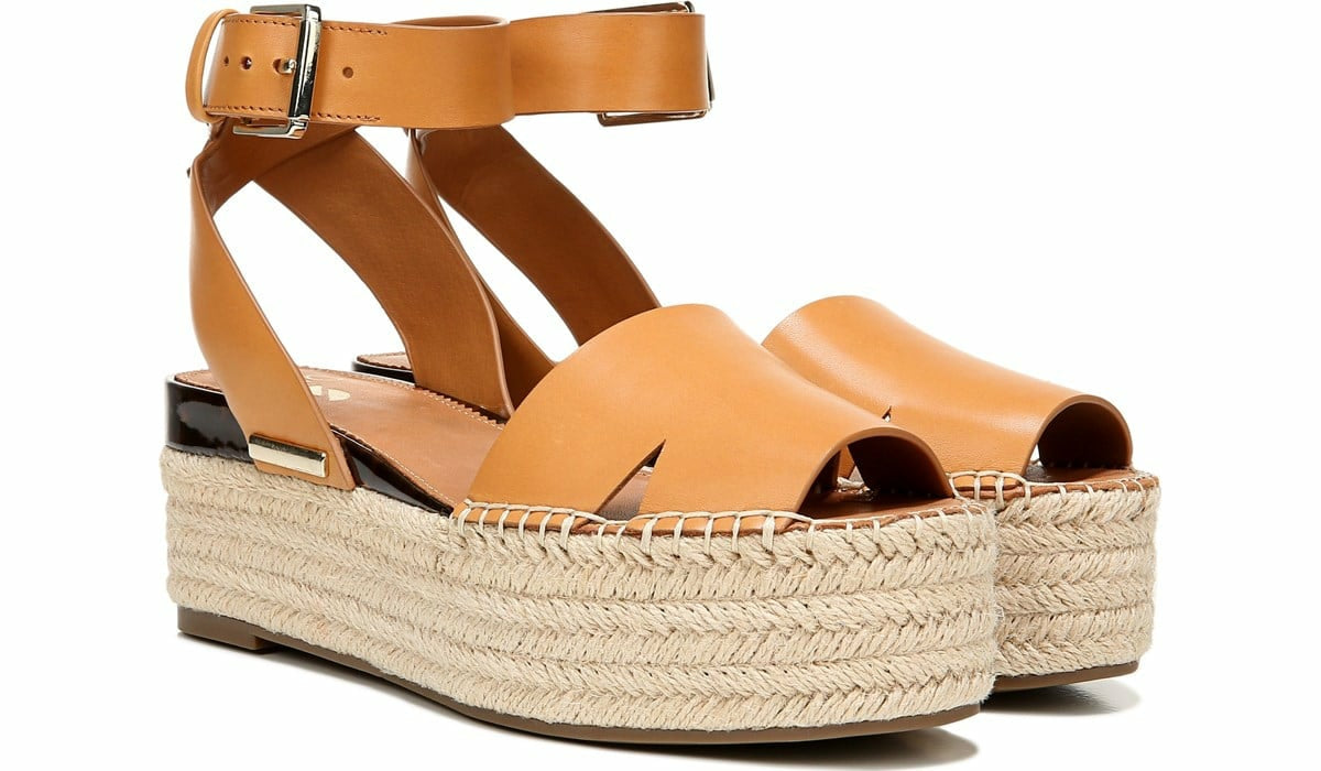 Sarto Lexie Espadrille Platform Sandal - Camel Leather