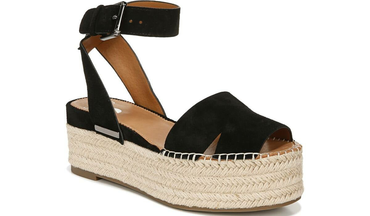 Sarto Lexie Espadrille Platform Sandal - Black Suede