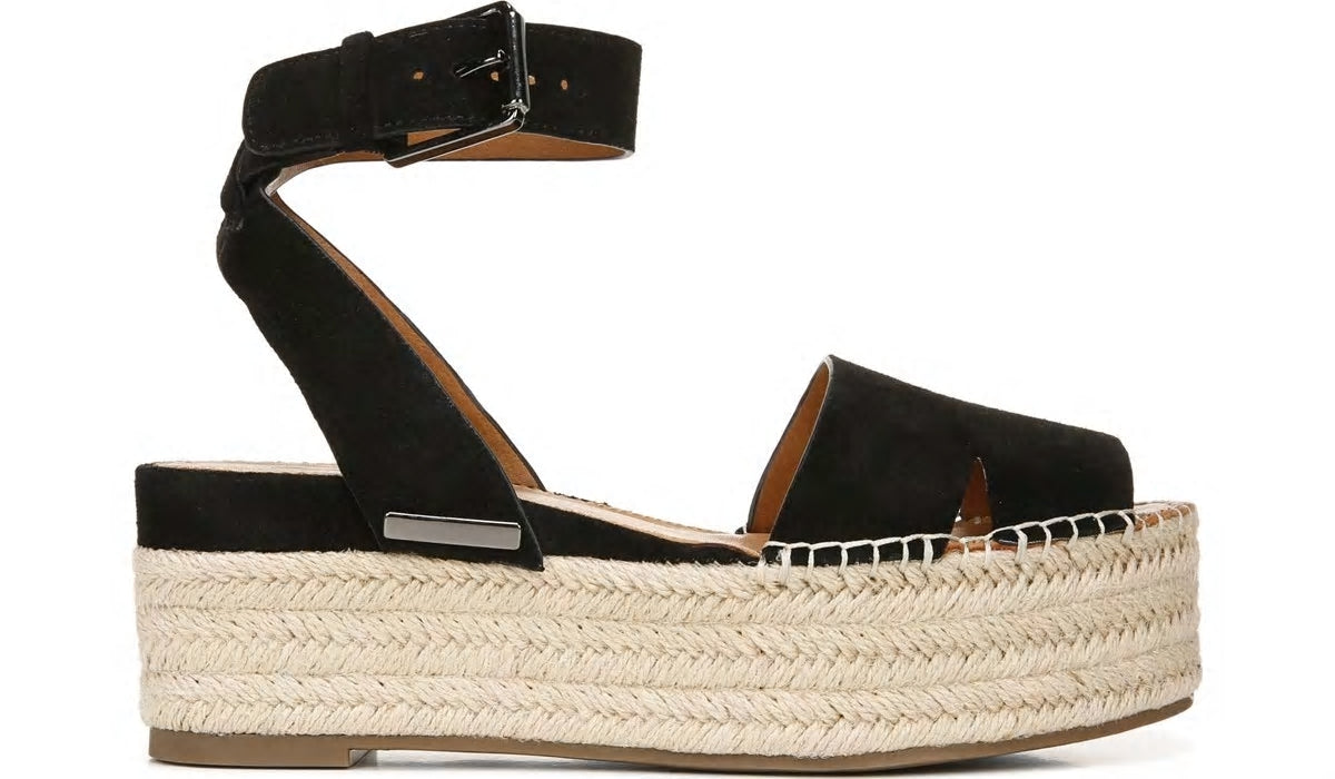 Sarto Lexie Espadrille Platform Sandal - Black Suede