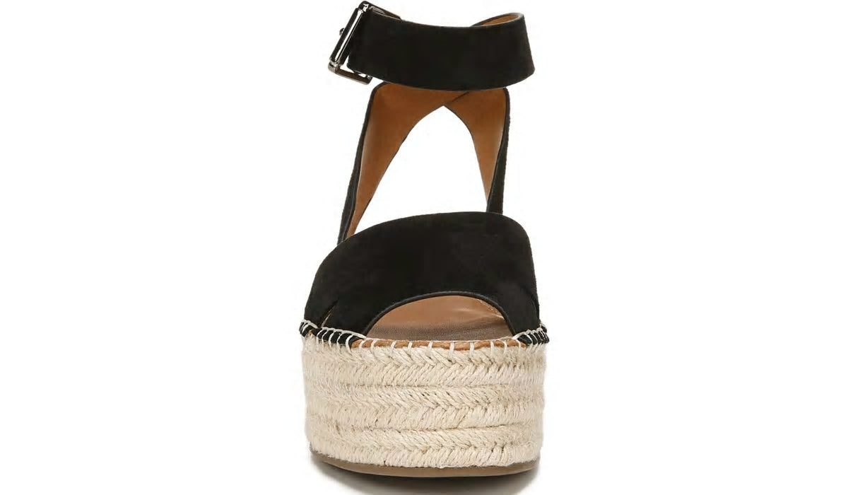 Sarto Lexie Espadrille Platform Sandal - Black Suede