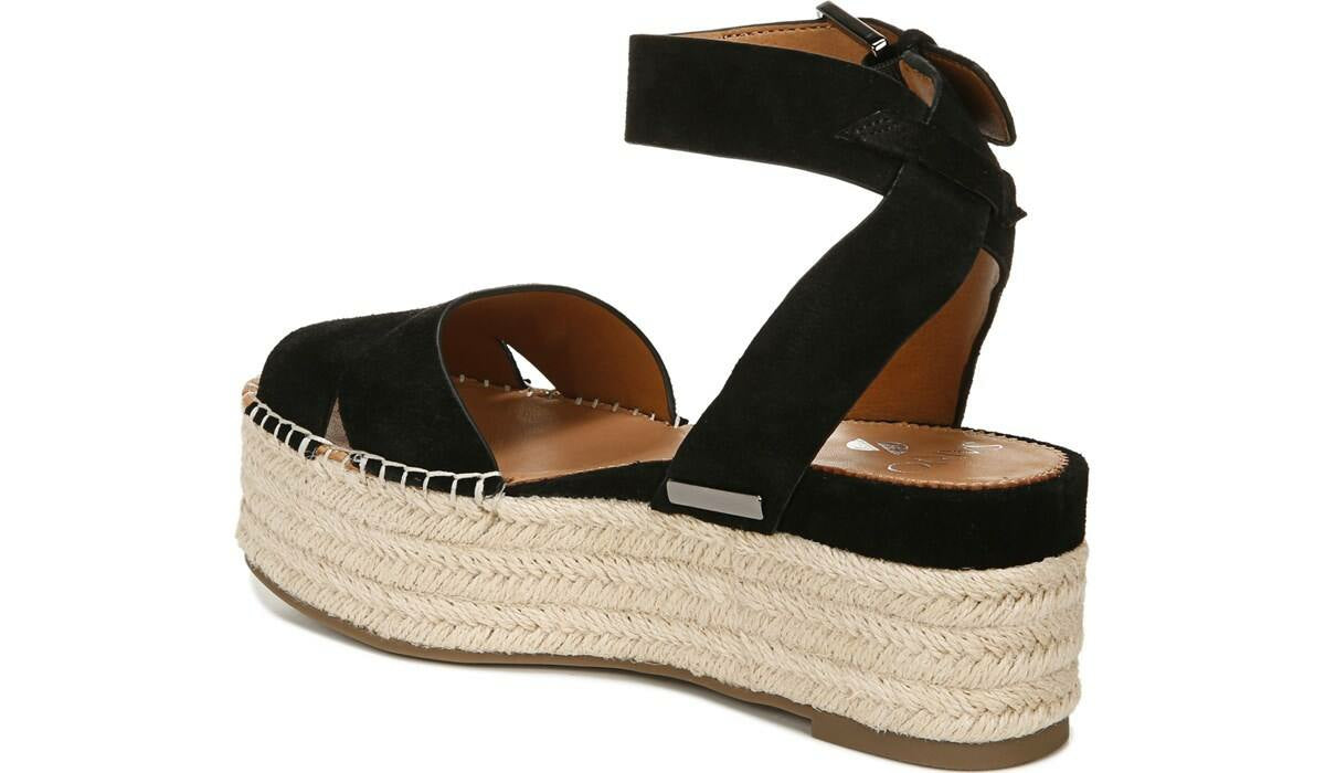 Sarto Lexie Espadrille Platform Sandal - Black Suede