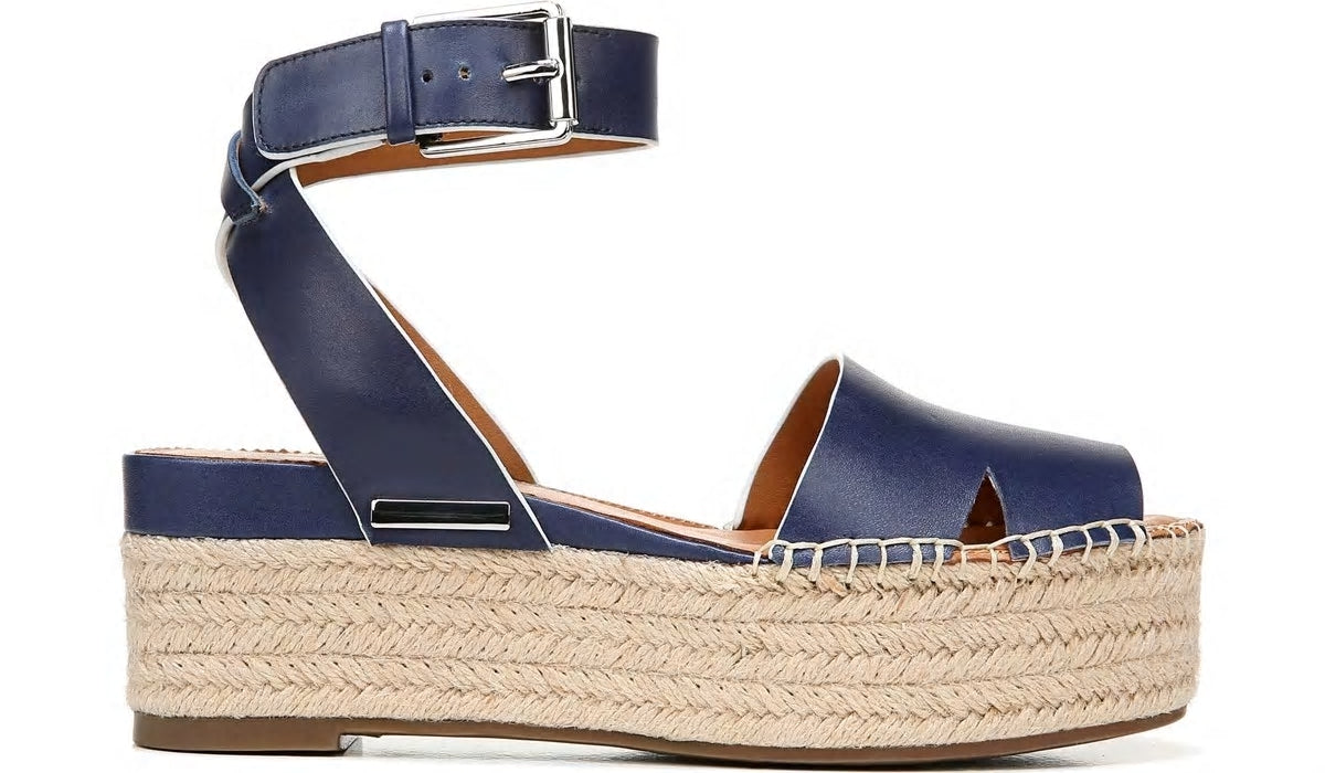 Sarto Lexie Espadrille Platform Sandal - Navy Leather