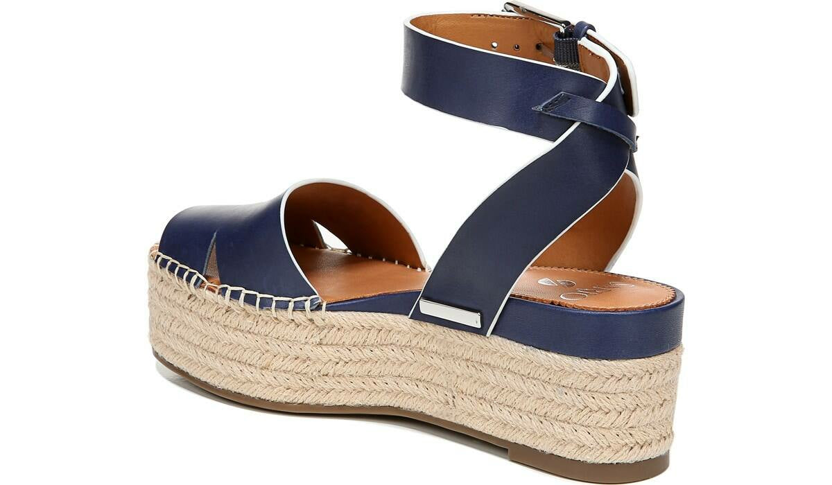 Sarto Lexie Espadrille Platform Sandal - Navy Leather
