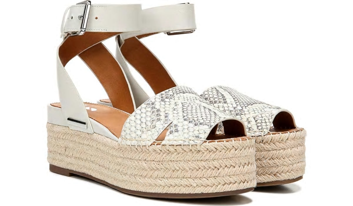 Sarto Lexie Espadrille Platform Sandal - Natural Snake Print Leather