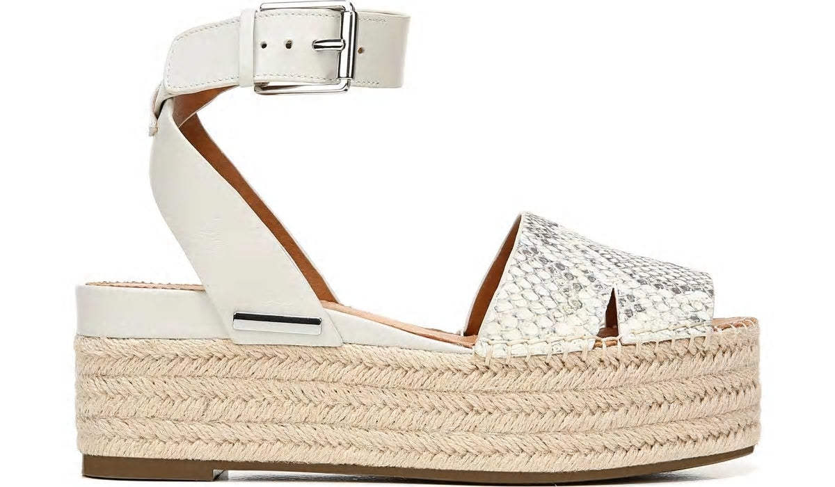 Sarto Lexie Espadrille Platform Sandal - Natural Snake Print Leather