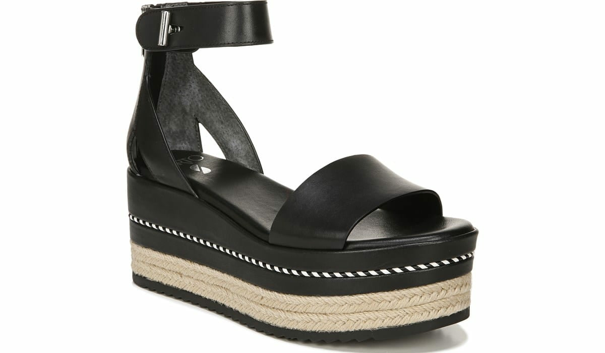 Sarto Messina Espadrille Wedge Sandal - Black Leather