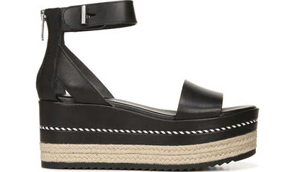 Sarto Messina Espadrille Wedge Sandal - Black Leather