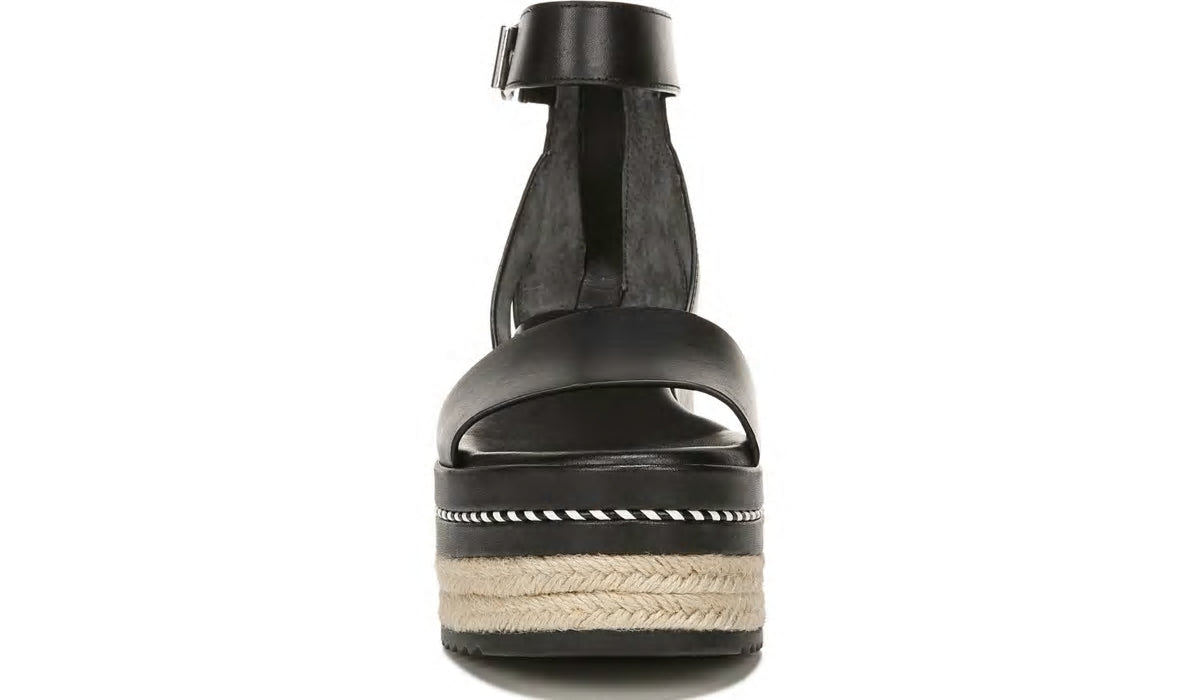 Sarto Messina Espadrille Wedge Sandal - Black Leather