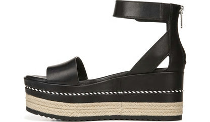 Sarto Messina Espadrille Wedge Sandal - Black Leather