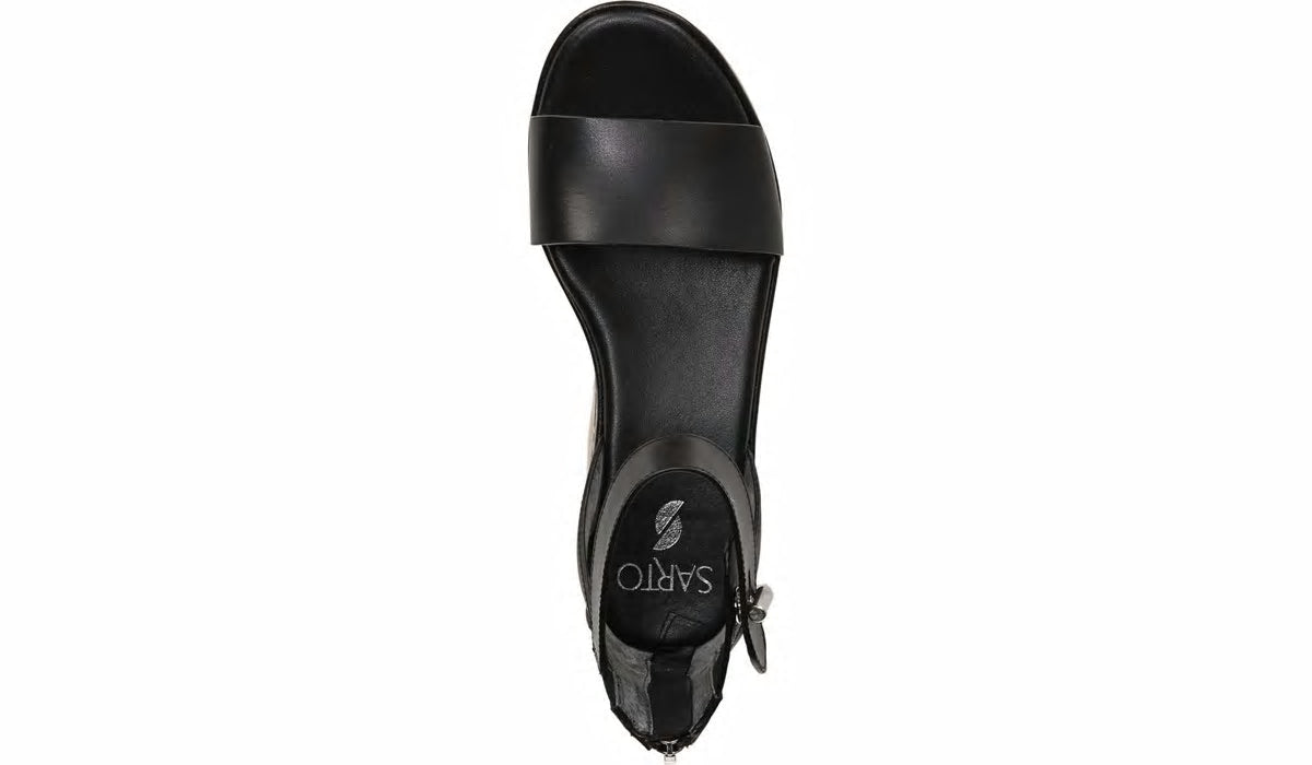 Sarto Messina Espadrille Wedge Sandal - Black Leather