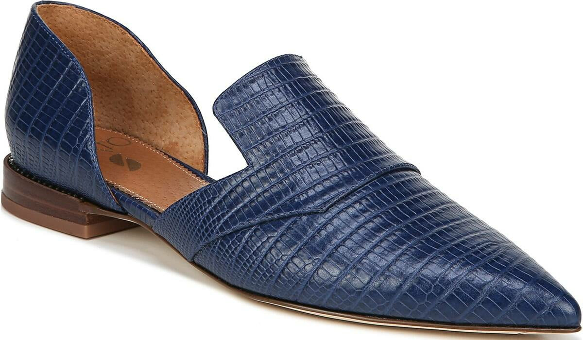 Sarto Toby D'Orsay Flat - Navy Snake Print Leather