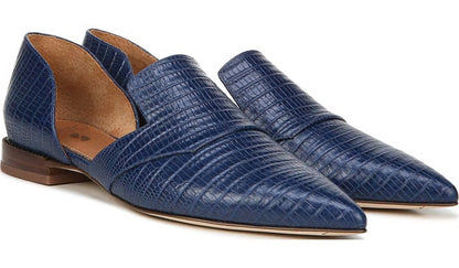Sarto Toby D'Orsay Flat - Navy Snake Print Leather