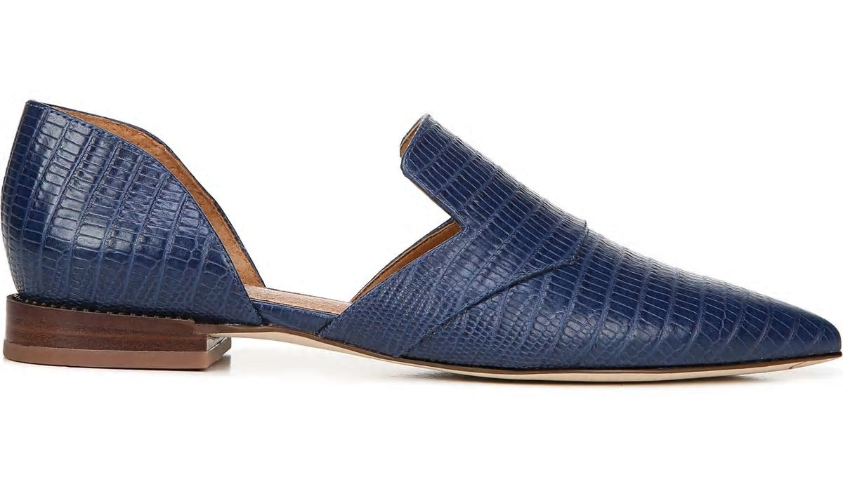 Sarto Toby D'Orsay Flat - Navy Snake Print Leather
