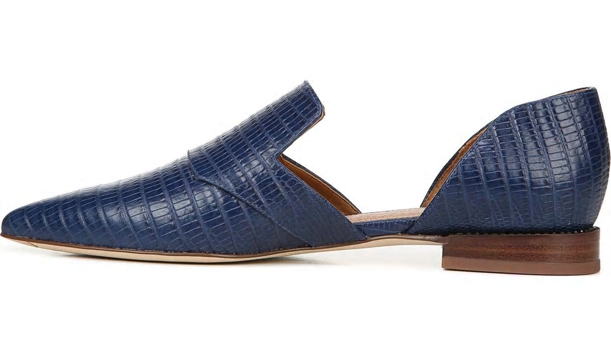 Sarto Toby D'Orsay Flat - Navy Snake Print Leather