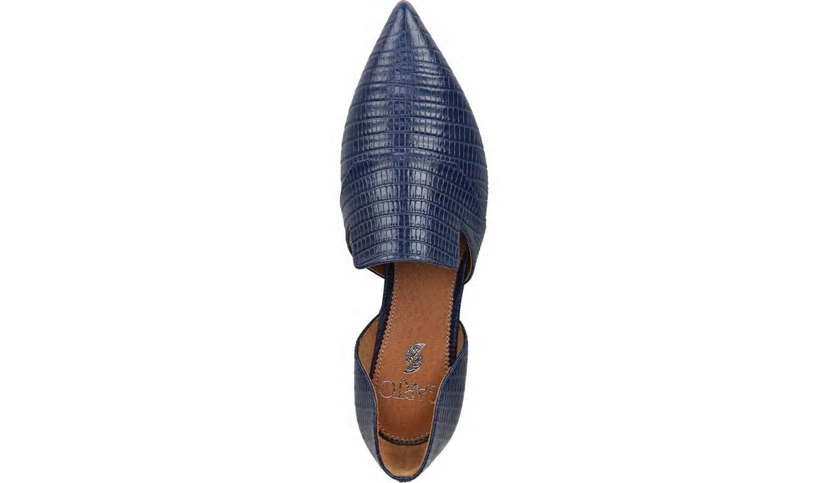 Sarto Toby D'Orsay Flat - Navy Snake Print Leather