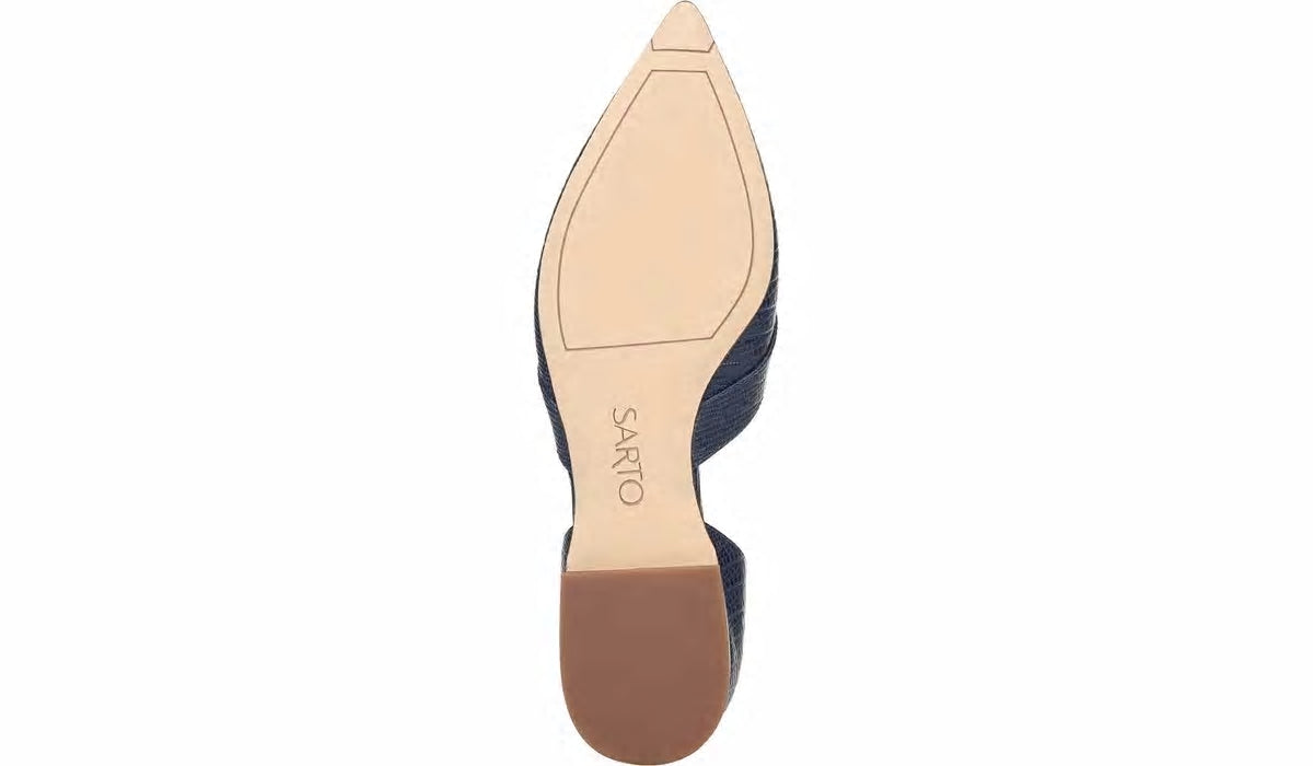 Sarto Toby D'Orsay Flat - Navy Snake Print Leather