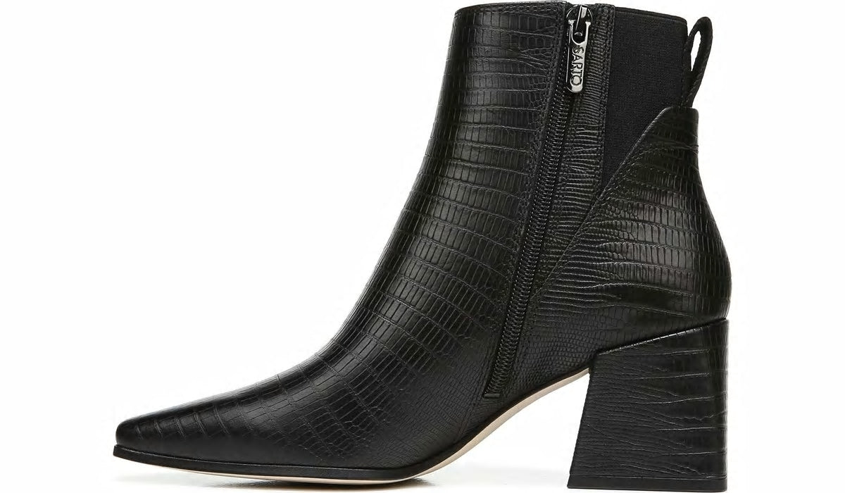 Sarto Brynn Block Heel Bootie - Black Leather